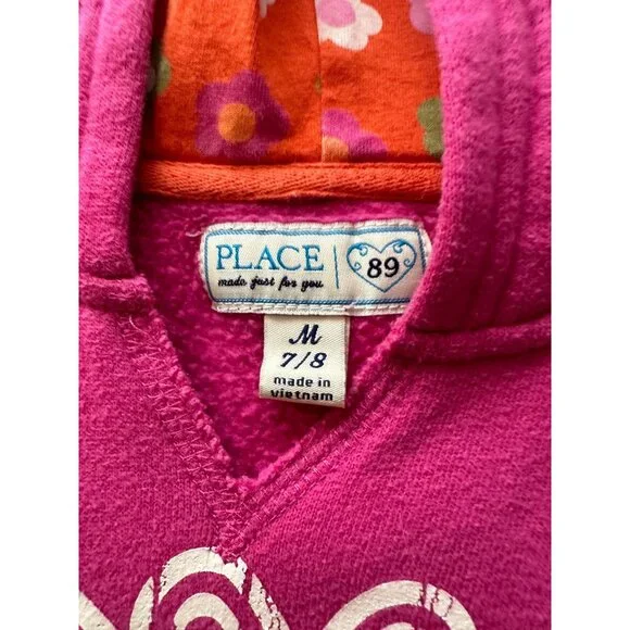 Place 89 Girl's Hot Pink Hooded Sweatshirt Butterfly Graphic Princess Cool Sz M - Picture 5 of 9
